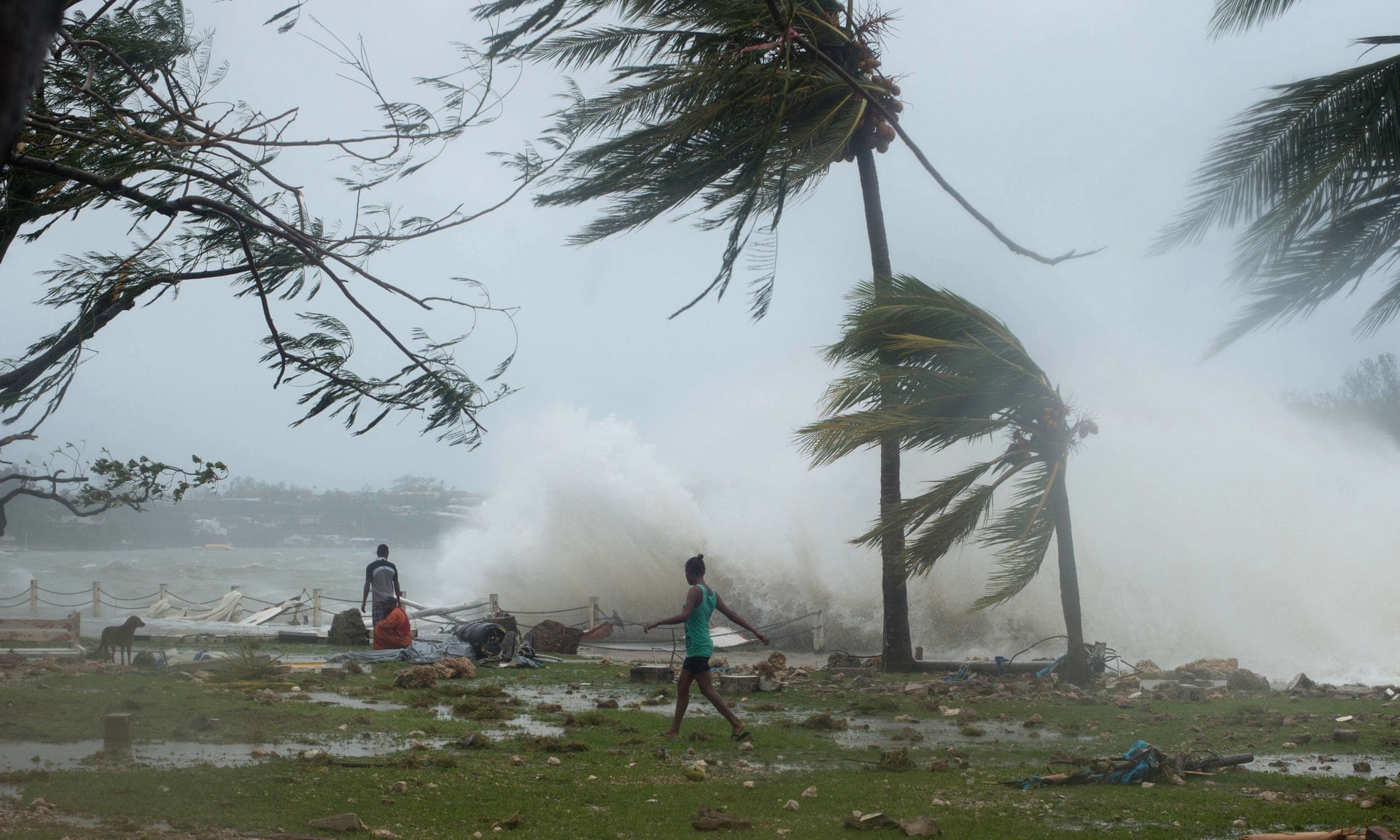 Cyclone Pam hits Vanuatu in 2015. Small island countries such as Vanuatu are especially vulnerable to the effects of climate change. Photograph: Unicef Pacific/AFP/Getty Images